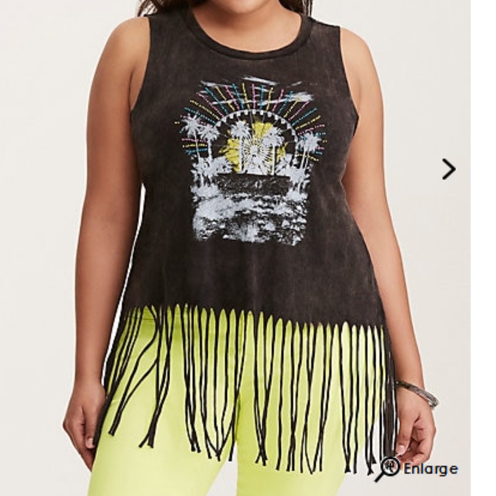Women’s Black Graphic Fringe Tank Top
